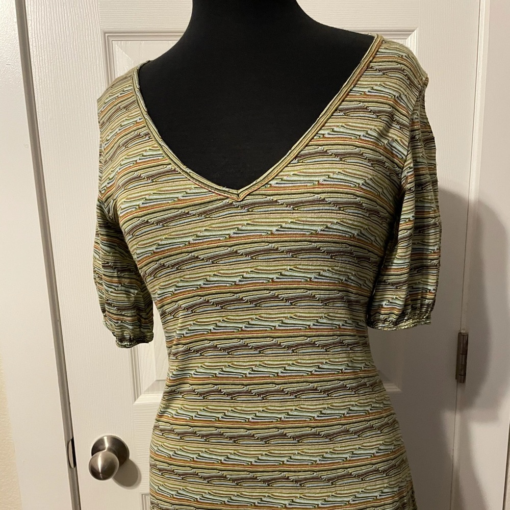 Knapp Studio 90s sheath striped v-neck dress sz S